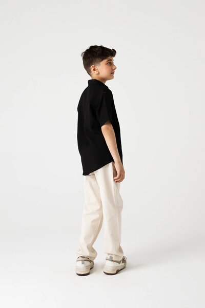 Boys Black Rocket Button Shirt