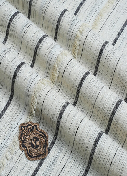 Fabrich Mens Unstitched Textured Blended Cotton 1 Piece Cream Festive Collection