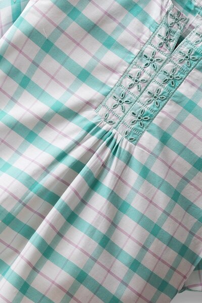 White Plaid Top