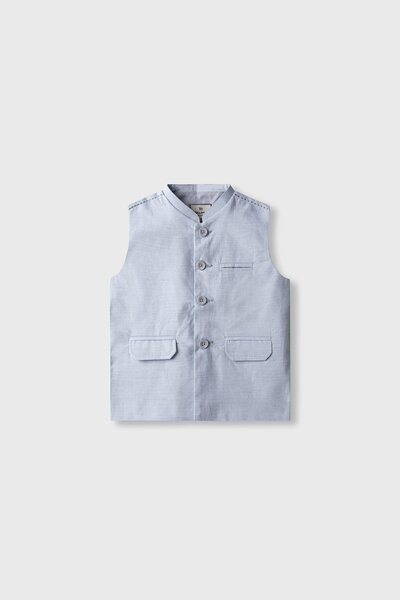 Boys Sky Heritage Cotton Waistcoat