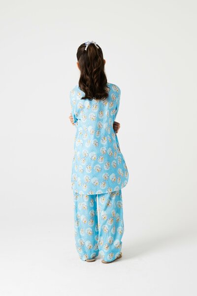Sky Blossom Cotton Kurta Shalwar - 2pc