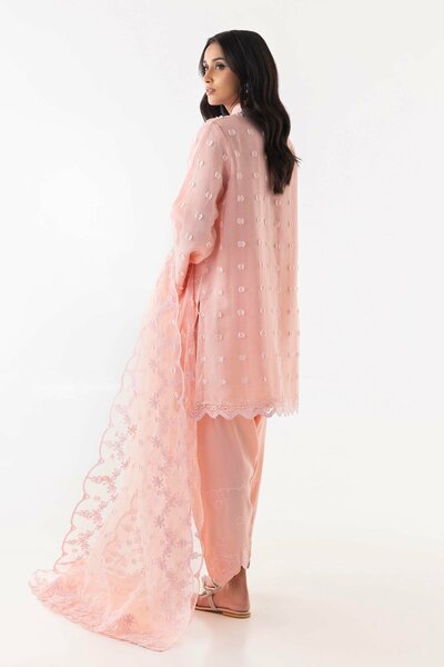 Stitched Pink Embroidered Dupatta