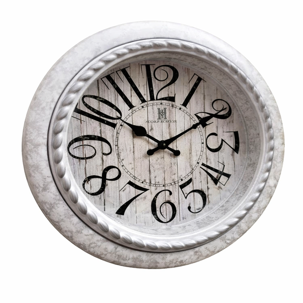 Vintage Heritage Wall Clock Oreo-2 13.75" – Rustic Farmhouse Decorative Round Wall Clock with Distressed Wood Look & Bold Numerals