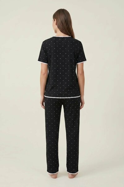 BLS - Heart Print Pajama Set - Black