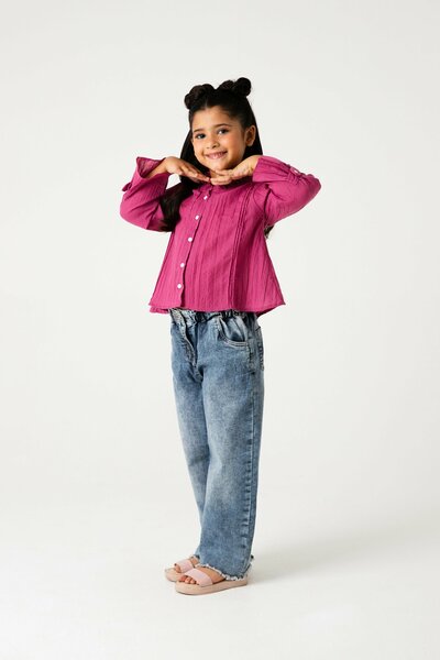 Solid Pink Frilly Cotton Top
