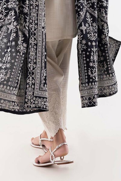 Stitched Beige Embroidered Shalwar
