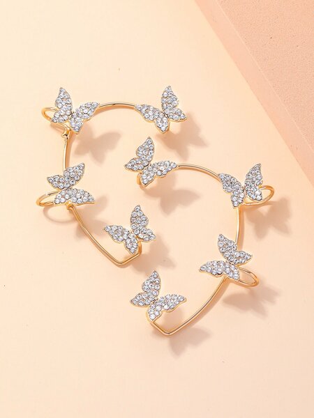 Shein - 2pcs Rhinestone Butterfly Decor Ear Wrap