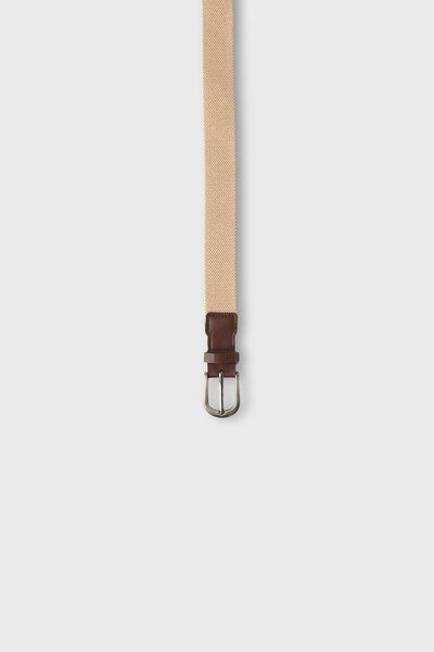 Boys Beige Textured Woven Belt
