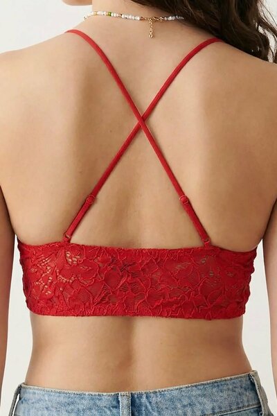 BLS - Belle Non Padded Lace Bralette - Red