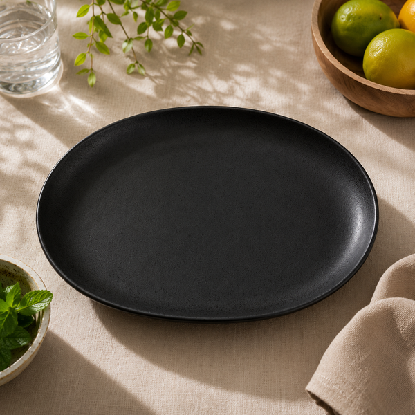 Oval Long Plate – Black