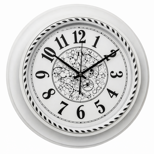Heritage Gear 18-Inch Vintage Farmhouse Wall Clock – Decorative Distressed White Metal Wall Clock with Classic Dial for Living Room, Kitchen & Home Décor
