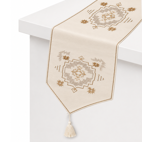 Diamond Patch Table Runner – 14 x 45 Inches | Tribal Embroidered Decorative Table Runner