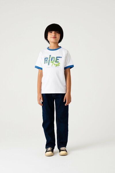 Boys White Ride Fast Tee