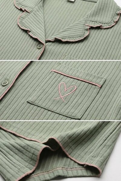 BLS - Ribbed Cotton Pajama Set - Green