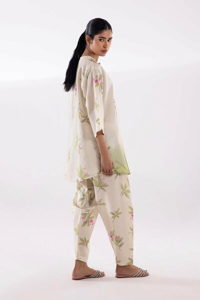 Stitched Printed Jacquard Shirt + Bottom