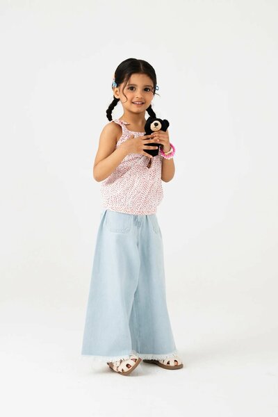Red Bow-Strap Cotton Top