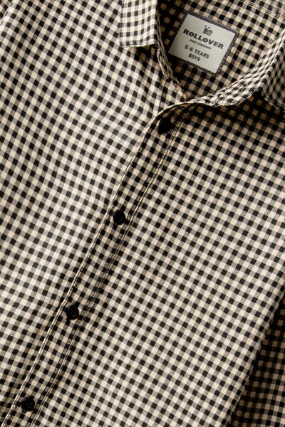 Boys Black Beige Check Casual Shirt