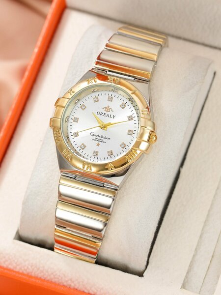 Shein - Water Resistant Round Pointer Quartz Watch