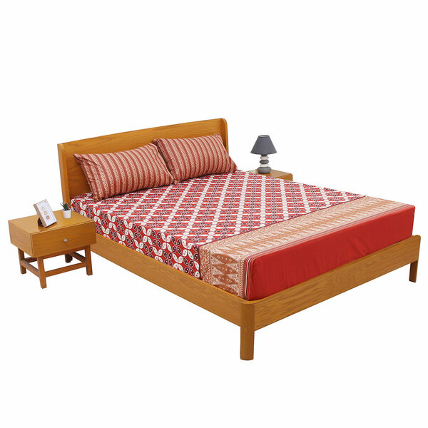 Red Checkered Double Bed Sheet 94x98"