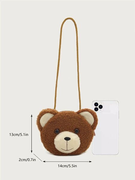 Shein - 1pc Coffee-Color Bear Crossbody Bag