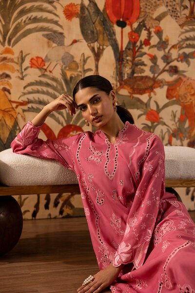 Stitched Embroidered Raw Silk Shirt+ Culotte