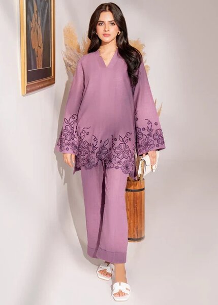 Mauve - 2Pc Embroidered Cotton Set