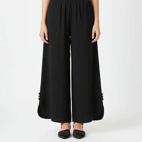 Girls Cotton Culottes Round - Black