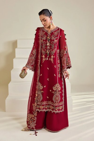 Dhaagay by Alizeh Fashion Unstitched Embroidered Chiffon 3 Piece Suit AF26UCD AF-DHG-5053 Suraira - Festive Collection