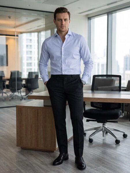 Sky Blue Self, Cutaway Collar, Poplin Formal Shirt (FS-3026)