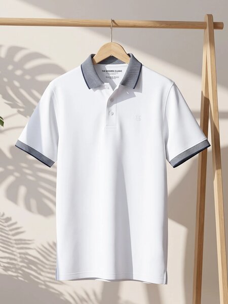 White Jacquard  Polo T-Shirt (POLO-1252)