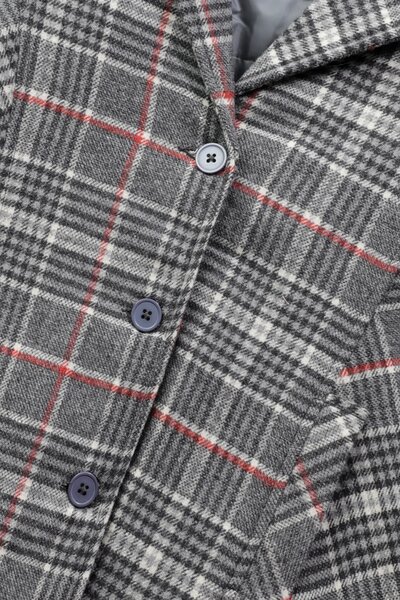 Girls' Grey Checkered Felt Coat