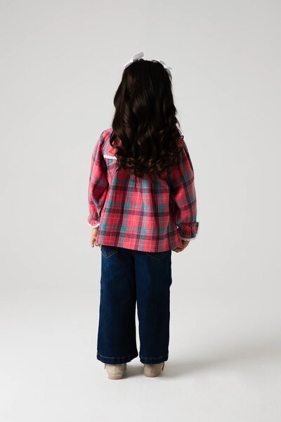 Rosewood Check Lace Flannel Top