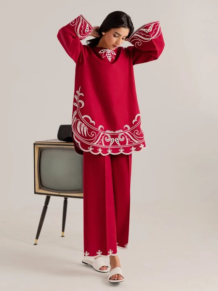 SYLANE - 2Pc Embroidered Co-ords Set
