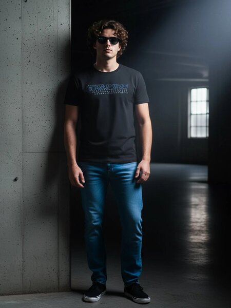 Black Graphic Half Sleeves Men’s T-Shirt (GT-100)