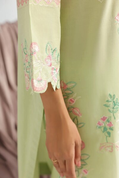 Pret Essentials by Sahar Womens RTW Embroidered Cambric 2 Piece Suit Willow meadow - Casual Collection
