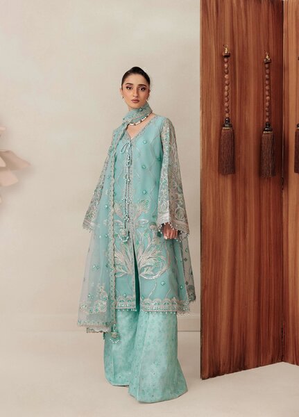 Aik Shaam by AIK Atelier Unstitched Organza Embroidered 3 Piece Suit AIK26US D-06 - Wedding Collection