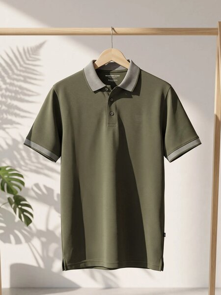 Olive Jacquard  Polo T-Shirt (POLO-1245)