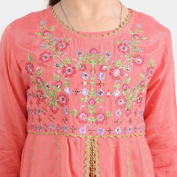 Girls Raw Silk 4Pcs Rashk-E- Chaman-Paradise Pink