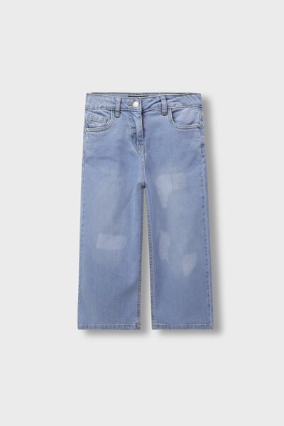 Girls Light Wash Wide Denim
