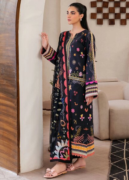 Florent Digital Printed Lawn Suits Unstitched 3 Piece FL25LP FL-8 B - Summer Collection