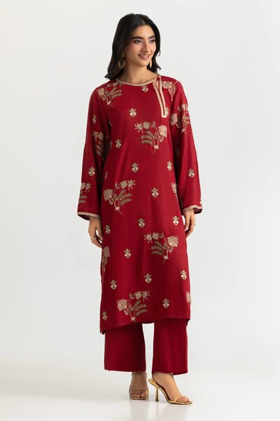 Viscose Raw Silk Embroidered Co-Ord Set
