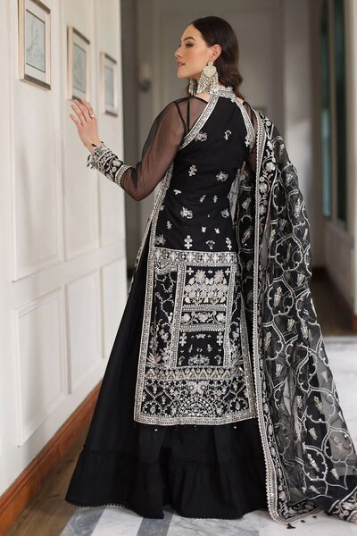 3 Piece Embroidered Lawn Suit with Organza Dupatta