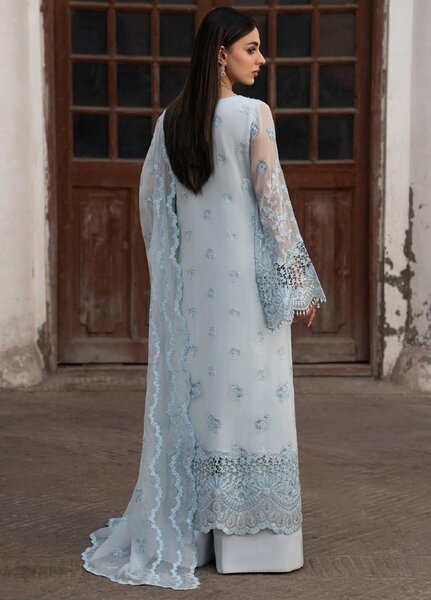 Humsafer by Lavish Premium Unstitched Embroidered Chiffon 3 Pcs Suit LVP26UH H-10 Misty Blue - Festive
