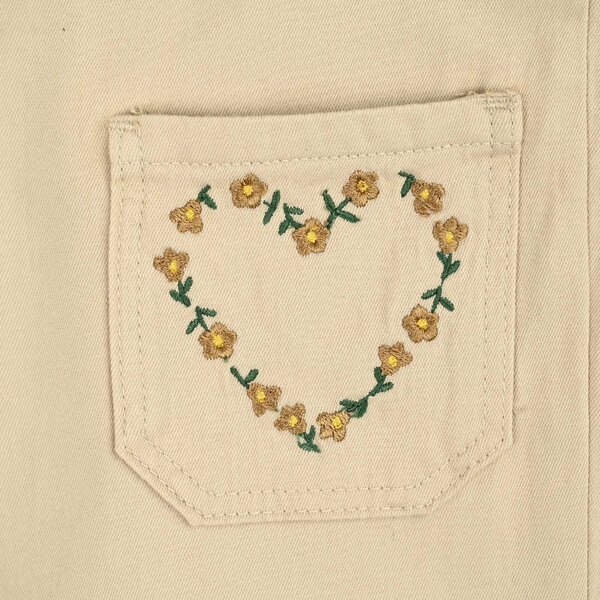 Girls Cotton Twill Pant Hearts-Beige