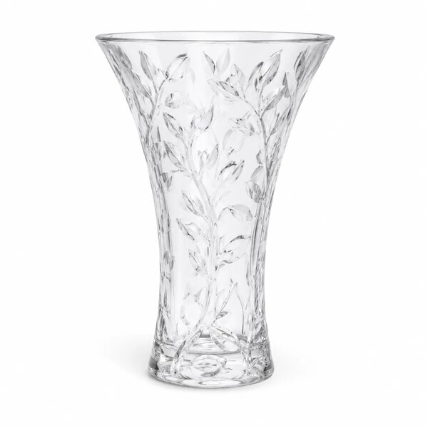 Laurus Large Vase – Elegant Clear Leaf Pattern Decorative Vase for Flowers, Tabletop, Living Room & Home Décor
