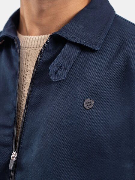 Brumano Mens RTW Solids Cotton Jacket Suit Navy Blue Twill Collar Winter Collection
