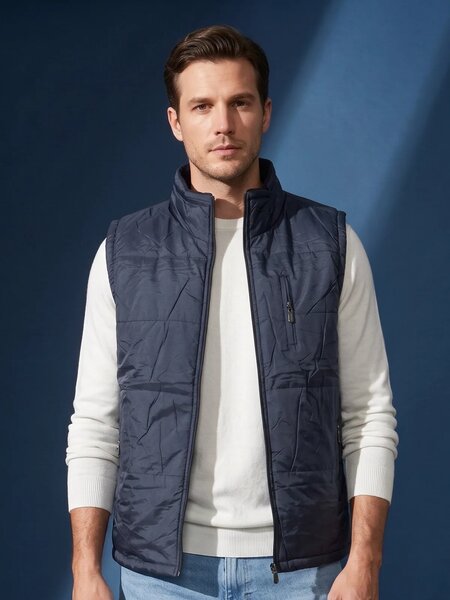 Navy Blue Imported Sleeveless Puffer (PJ-128)