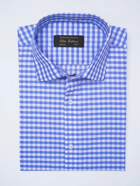 White & Blue Checkered, Elite Edition, Cutaway Collar Men’s Formal Shirt (FS-2626)