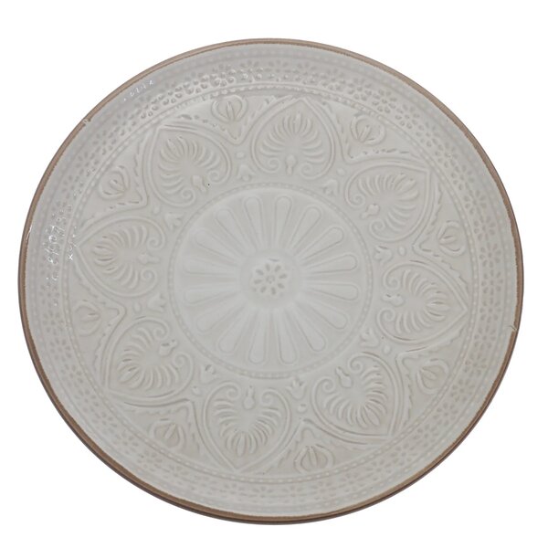 White Embossed Ceramic Quarter Plate 8 Inch | Elegant Snack & Dessert Plate