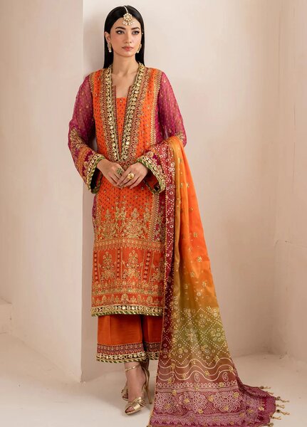 Baroque Embroidered Unstitched Chiffon 3 Piece Suits BQ25UF UF-706 - Festive Collection